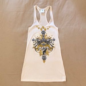 Givenchy XS white long razorback-T or minidress or bathing suit coverup jewels